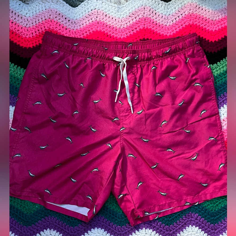 🧶3/$20 Pink Swim Shorts with Fish Print